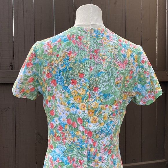 Vintage Nat Kaplan Couture floral garden sheath dress USA size 8 - Picture 6 of 11
